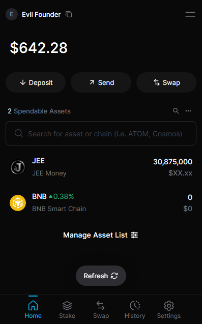 JEE Money browser extension wallet